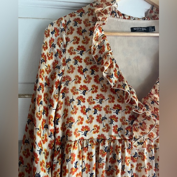 Nasty Gal orange floral boho dress - Picture 3 of 7